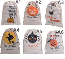 Load image into Gallery viewer, Cotton Canvas Halloween Sack Children favor Candy cloth Gift Bag Pumpkin Spider treat or trick Drawstring Bags Party Cosplay