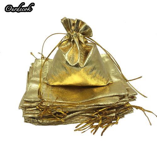 1000 Pcs Silver Gold Jewelry Bags Metallic Foil Drawstring Pouches Gift Candy Bag Packing Wedding Party Supply 7x9cm 9x12cm