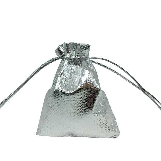 1000 Pcs Silver Gold Jewelry Bags Metallic Foil Drawstring Pouches Gift Candy Bag Packing Wedding Party Supply 7x9cm 9x12cm