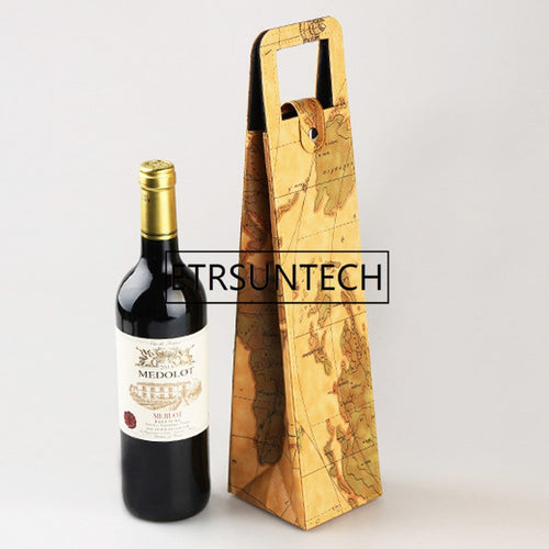 100pcs/lot Luxury Portable PU Leather Wine Bags Red Wine Bottle Packaging Case Gift Storage Boxes With Handle Bar Accessories