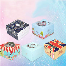 Load image into Gallery viewer, 100 set 6 inch cake box with window handle Kraft paper cheese cake box for kids Birthday wedding home Party Circus gift supplier