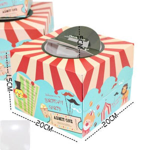 100 set 6 inch cake box with window handle Kraft paper cheese cake box for kids Birthday wedding home Party Circus gift supplier