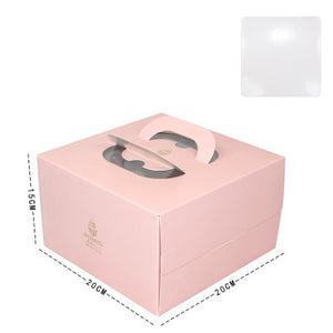 100 set 6 inch cake box with window handle Kraft paper cheese cake box for kids Birthday wedding home Party Circus gift supplier