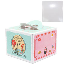 Load image into Gallery viewer, 100 set 6 inch cake box with window handle Kraft paper cheese cake box for kids Birthday wedding home Party Circus gift supplier