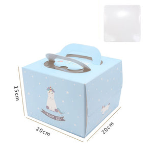 100 set 6 inch cake box with window handle Kraft paper cheese cake box for kids Birthday wedding home Party Circus gift supplier