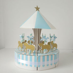 100 sets pink blue merry-go-round shape baby kids children birthday party candy boxes for baby shower