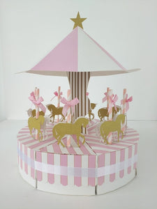 100 sets pink blue merry-go-round shape baby kids children birthday party candy boxes for baby shower