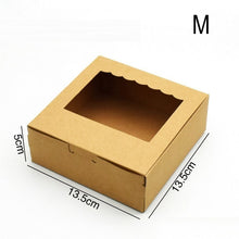 Load image into Gallery viewer, 500 PCS Kraft Paper Gift Box Brown Wedding Party Favors Handicrafts Cosmetics Box Window Cake Gift Packaging Box Candy Sweety