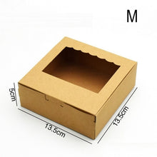 Load image into Gallery viewer, 500 PCS Kraft Paper Gift Box Brown Wedding Party Favors Handicrafts Cosmetics Box Window Cake Gift Packaging Box Candy Sweety