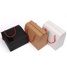 Load image into Gallery viewer, 100 Pcs 18x10x18cm Kraft Paper Box With Handle Windows Birthday Wedding Gift Box Candy  Packaging Bag Cookies Food Solid Color