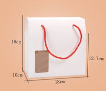 Load image into Gallery viewer, 100 Pcs 18x10x18cm Kraft Paper Box With Handle Windows Birthday Wedding Gift Box Candy  Packaging Bag Cookies Food Solid Color