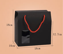 Load image into Gallery viewer, 100 Pcs 18x10x18cm Kraft Paper Box With Handle Windows Birthday Wedding Gift Box Candy  Packaging Bag Cookies Food Solid Color
