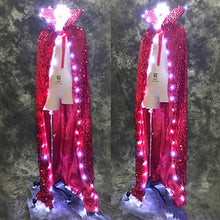 Load image into Gallery viewer, YES LED Sequin Luminescent Cloak Model Champion Queen Flash Cape Beauty Pageant Stage Walk Show  Bar Club Party Halloween Prop