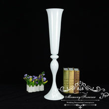 Load image into Gallery viewer, Shiny Gold Wedding Flower Vases 88cm Tall Table Centerpiece Metal Gold Silver White Flower Trumpet for Wedding Home Decoration
