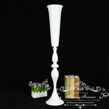 Load image into Gallery viewer, Shiny Gold Wedding Flower Vases 88cm Tall Table Centerpiece Metal Gold Silver White Flower Trumpet for Wedding Home Decoration