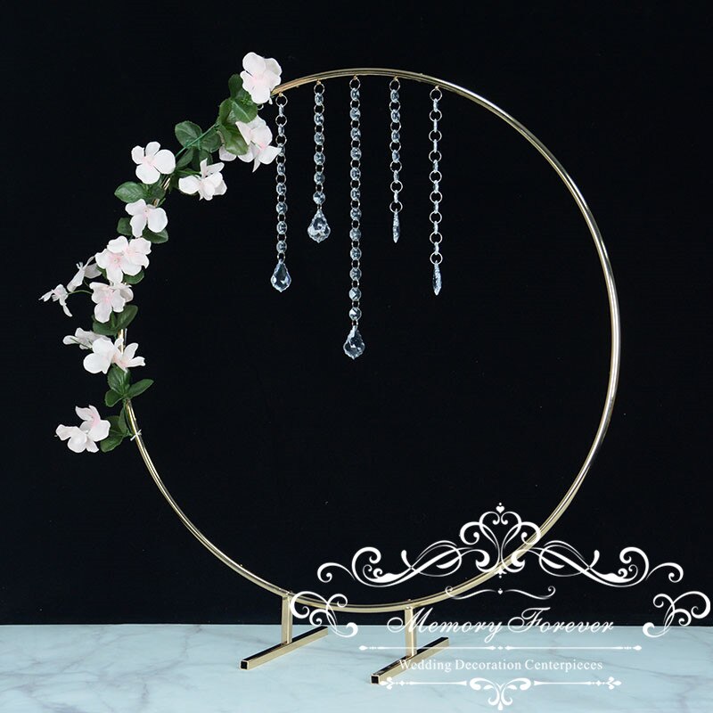 10PCS 66 cm Tall Floral Wreath Gold Flower Stand Wedding Hoop Centerpiece Round Decorative Vase Rustic Ring Display Rack