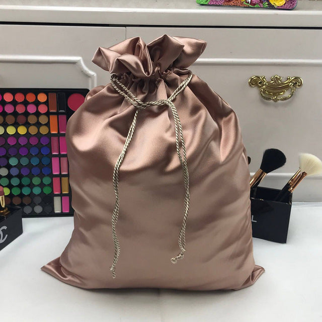 Rose Gold Color Satin Bag for Packaging Hair Jewelry/Makeup/Gift