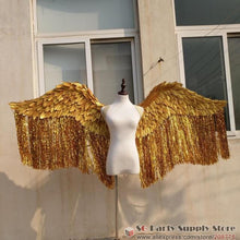 Load image into Gallery viewer, High quality Big size Beautiful silve Angel feather wings Fashion show photo shooting props gold wings EMS free shipping