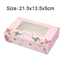 Load image into Gallery viewer, 500 pcs Paper box windows wedding party kids birthday 21.5x13.5x5cm cake kraft gift paper packaging food baking candy cookies