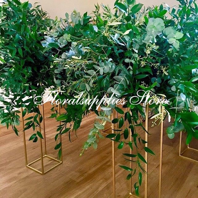 Gold Modern Rectangular Wedding Centerpiece Floral Stand