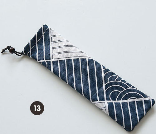 1000pcs Japanese Style Portable Tableware Storage Bag Canvas Drawstring Travel Carrying Case For Straw Cutlery Spoon SN1373