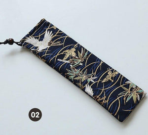 1000pcs Japanese Style Portable Tableware Storage Bag Canvas Drawstring Travel Carrying Case For Straw Cutlery Spoon SN1373