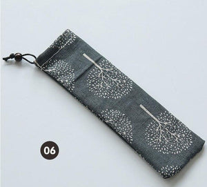 1000pcs Japanese Style Portable Tableware Storage Bag Canvas Drawstring Travel Carrying Case For Straw Cutlery Spoon SN1373