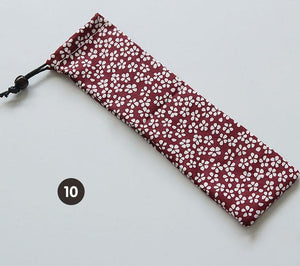 1000pcs Japanese Style Portable Tableware Storage Bag Canvas Drawstring Travel Carrying Case For Straw Cutlery Spoon SN1373