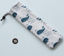 Load image into Gallery viewer, 1000pcs Japanese Style Portable Tableware Storage Bag Canvas Drawstring Travel Carrying Case For Straw Cutlery Spoon SN1373