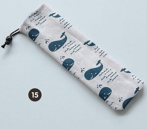 1000pcs Japanese Style Portable Tableware Storage Bag Canvas Drawstring Travel Carrying Case For Straw Cutlery Spoon SN1373