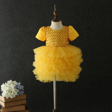 Load image into Gallery viewer, Toddler Girls Checked Sequins Dress for Kids Baby 1st Birthday Party Tutu Dress Solid Princess Vestido Beautiful Xmas Dress