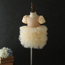 Load image into Gallery viewer, Toddler Girls Checked Sequins Dress for Kids Baby 1st Birthday Party Tutu Dress Solid Princess Vestido Beautiful Xmas Dress