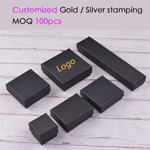 Load image into Gallery viewer, Wholesale 100PCS/lot High Quality Luxury Black jewelry Paper box Lift off lid paper boxes customized 1 color / Hot stamping logo