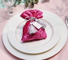 Load image into Gallery viewer, 50pcs lot Custom velvet Anniversary Engagement bridal shower chocolate container candy bag wedding favor bags