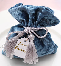 Load image into Gallery viewer, 50pcs lot Custom velvet Anniversary Engagement bridal shower chocolate container candy bag wedding favor bags