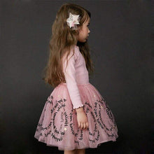 Load image into Gallery viewer, 2019 Toddler Girls Fall Winter Princess Dress For kids Sequins Letter Tutu Dress with Sparkle Stars Xmas Red Sequined Dress