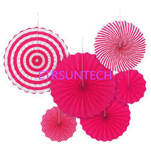 Load image into Gallery viewer, 6PCS/Lot Fans Paper Garland Summer Party Decoration Set Hollow Tissue Hanging Tropical Hawaiian Wedding Party Decor