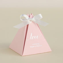 Load image into Gallery viewer, 100pcs lot  Paper pyramid custom candy chocolate boxes wholesale wedding gifts personalized favor box