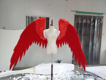 Load image into Gallery viewer, Costumed beautiful white red cartoon feather angel wings for Fashion show Displays wedding shooting props Cosplay game costume
