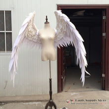 Load image into Gallery viewer, Costumed beautiful white red cartoon feather angel wings for Fashion show Displays wedding shooting props Cosplay game costume
