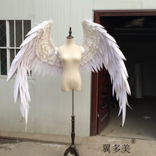 Load image into Gallery viewer, Costumed beautiful white red cartoon feather angel wings for Fashion show Displays wedding shooting props Cosplay game costume