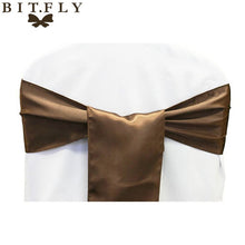 Load image into Gallery viewer, BIT.FLY 100pc/lot Wedding Chair Cover Knot Sash Decoration High Quality Satin Fabric Bow Tie Ribbon Band Hotel Party Decorations