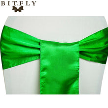Load image into Gallery viewer, BIT.FLY 100pc/lot Wedding Chair Cover Knot Sash Decoration High Quality Satin Fabric Bow Tie Ribbon Band Hotel Party Decorations