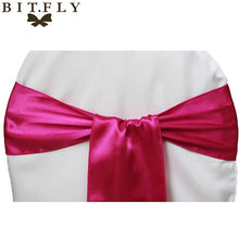 Load image into Gallery viewer, BIT.FLY 100pc/lot Wedding Chair Cover Knot Sash Decoration High Quality Satin Fabric Bow Tie Ribbon Band Hotel Party Decorations