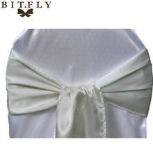 Load image into Gallery viewer, BIT.FLY 100pc/lot Wedding Chair Cover Knot Sash Decoration High Quality Satin Fabric Bow Tie Ribbon Band Hotel Party Decorations