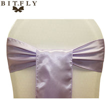 Load image into Gallery viewer, BIT.FLY 100pc/lot Wedding Chair Cover Knot Sash Decoration High Quality Satin Fabric Bow Tie Ribbon Band Hotel Party Decorations