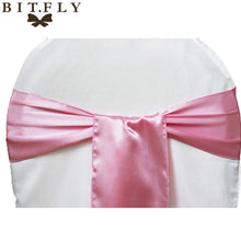 Load image into Gallery viewer, BIT.FLY 100pc/lot Wedding Chair Cover Knot Sash Decoration High Quality Satin Fabric Bow Tie Ribbon Band Hotel Party Decorations