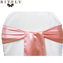 Load image into Gallery viewer, BIT.FLY 100pc/lot Wedding Chair Cover Knot Sash Decoration High Quality Satin Fabric Bow Tie Ribbon Band Hotel Party Decorations