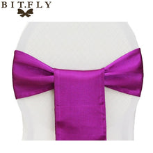 Load image into Gallery viewer, BIT.FLY 100pc/lot Wedding Chair Cover Knot Sash Decoration High Quality Satin Fabric Bow Tie Ribbon Band Hotel Party Decorations