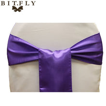 Load image into Gallery viewer, BIT.FLY 100pc/lot Wedding Chair Cover Knot Sash Decoration High Quality Satin Fabric Bow Tie Ribbon Band Hotel Party Decorations